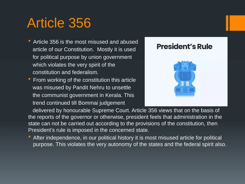 Federalism in India; Issues and Challenges By - slide 11 of 15
