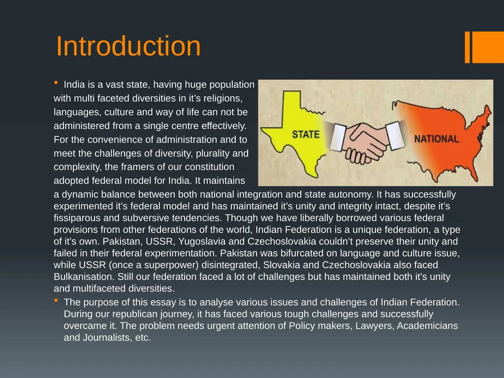 Federalism in India; Issues and Challenges By - slide 2 of 15