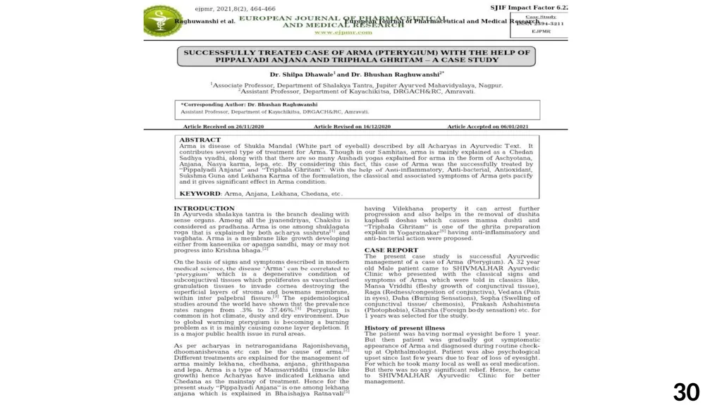 अर्म Dr Adeeb A ASST PROFESSOR Shalakyatantra - slide 30 of 33