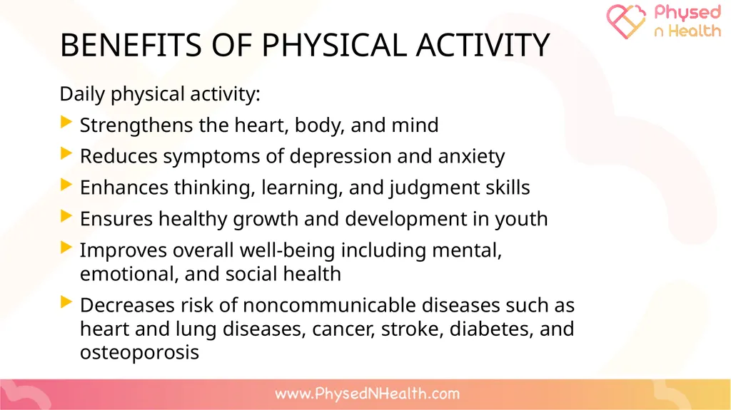 Physical Activity Guidelines Essential Question: - slide 6 of 10