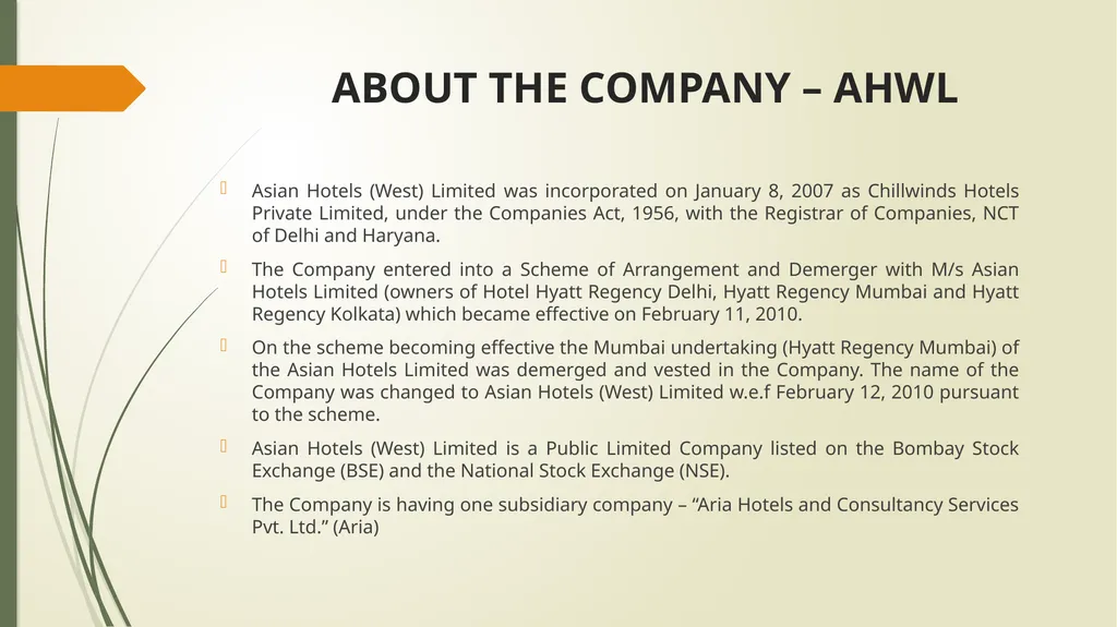 CORPORATE PRESENTATION ASIAN HOTELS (WEST) GROUP - slide 4 of 25