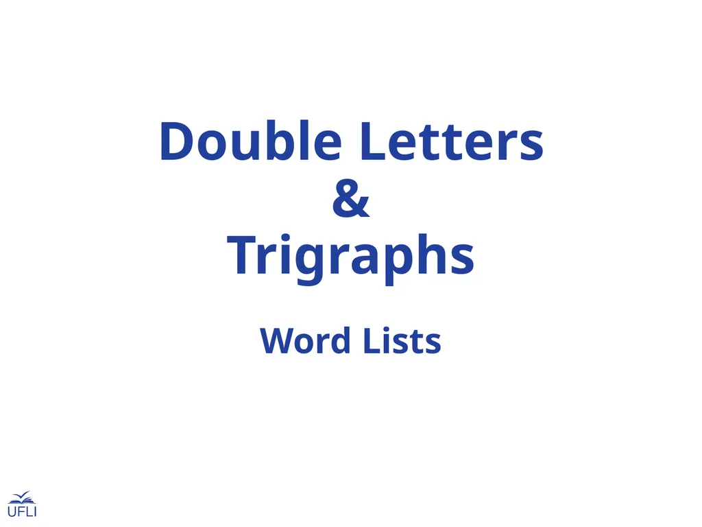 Double Letters & Trigraphs Word Lists ff, ll, ss, - slide 1 of 10