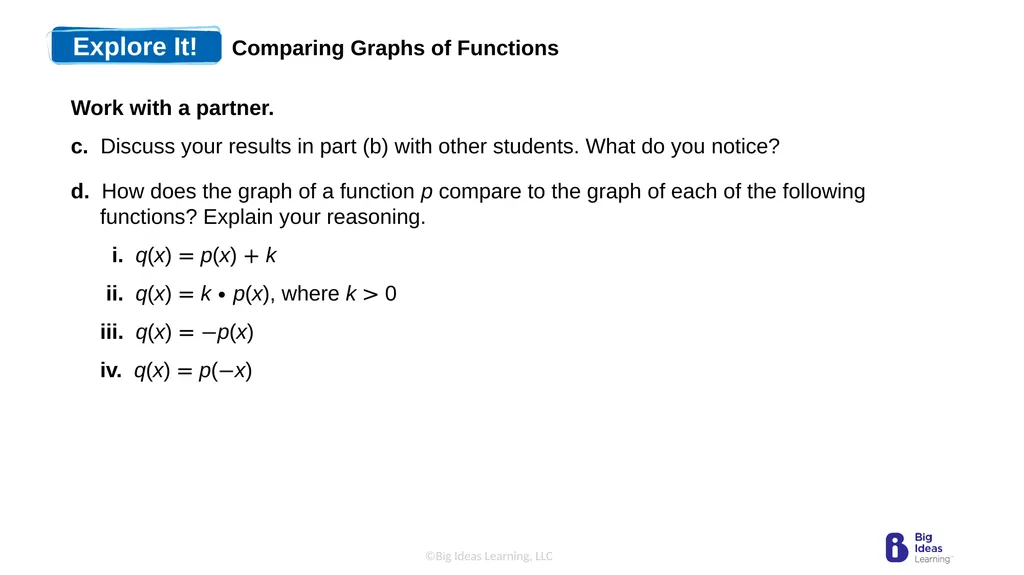 Lesson 3.7 Transformations of Linear Functions - slide 5 of 25