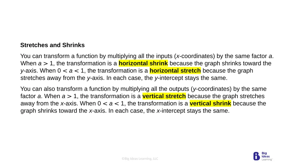 Lesson 3.7 Transformations of Linear Functions - slide 14 of 25