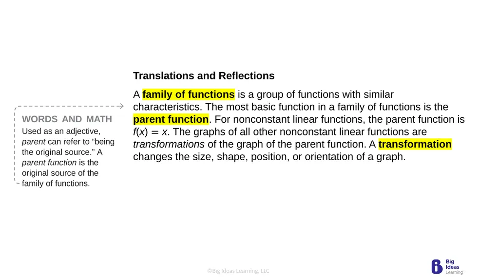 Lesson 3.7 Transformations of Linear Functions - slide 6 of 25