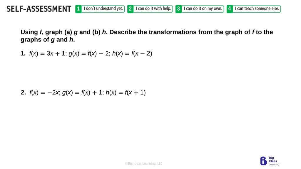 Lesson 3.7 Transformations of Linear Functions - slide 9 of 25