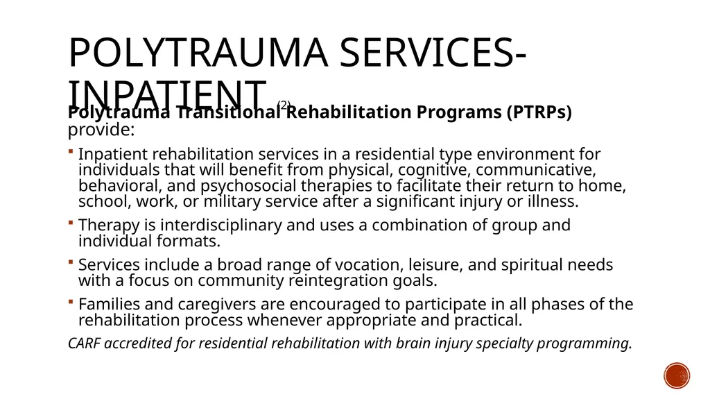 TBI and the VA: A Patient Centered Care Approach - slide 7 of 31