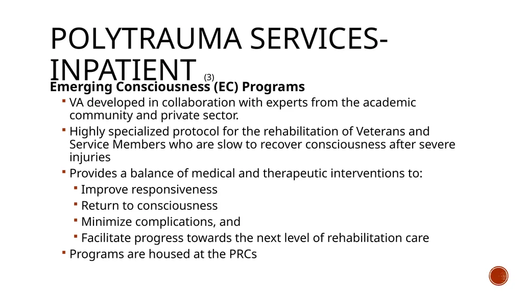 TBI and the VA: A Patient Centered Care Approach - slide 8 of 31