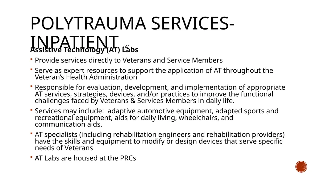 TBI and the VA: A Patient Centered Care Approach - slide 9 of 31