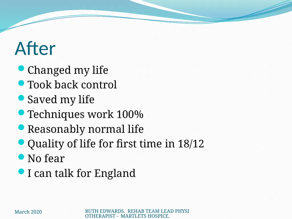 AREAS WE WILL COVER: What is breathlessness – who - slide 29 of 32