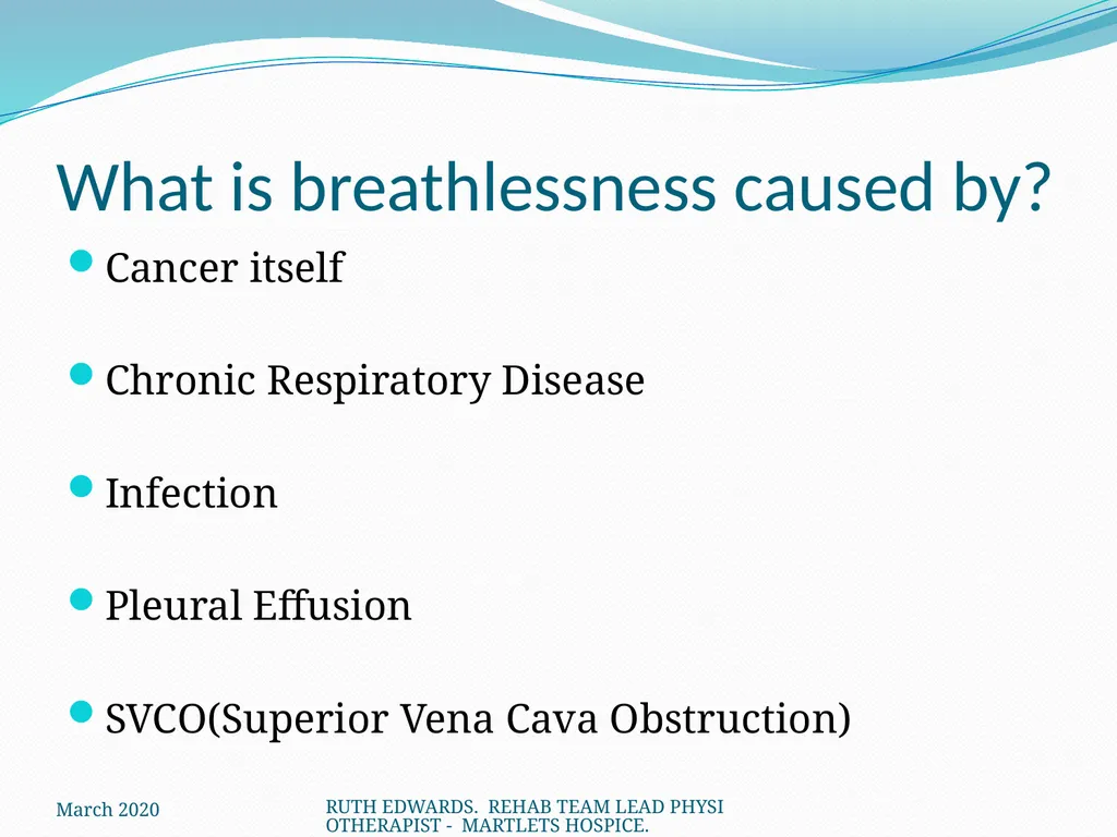 AREAS WE WILL COVER: What is breathlessness – who - slide 3 of 32