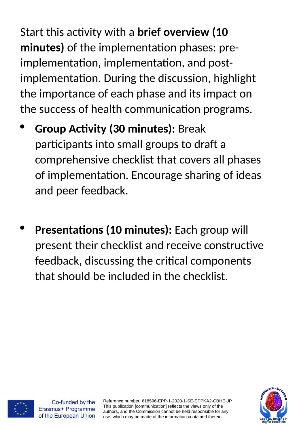 WORKSHOPS PUBLIC HEALTH PROMOTION AND - slide 44 of 71