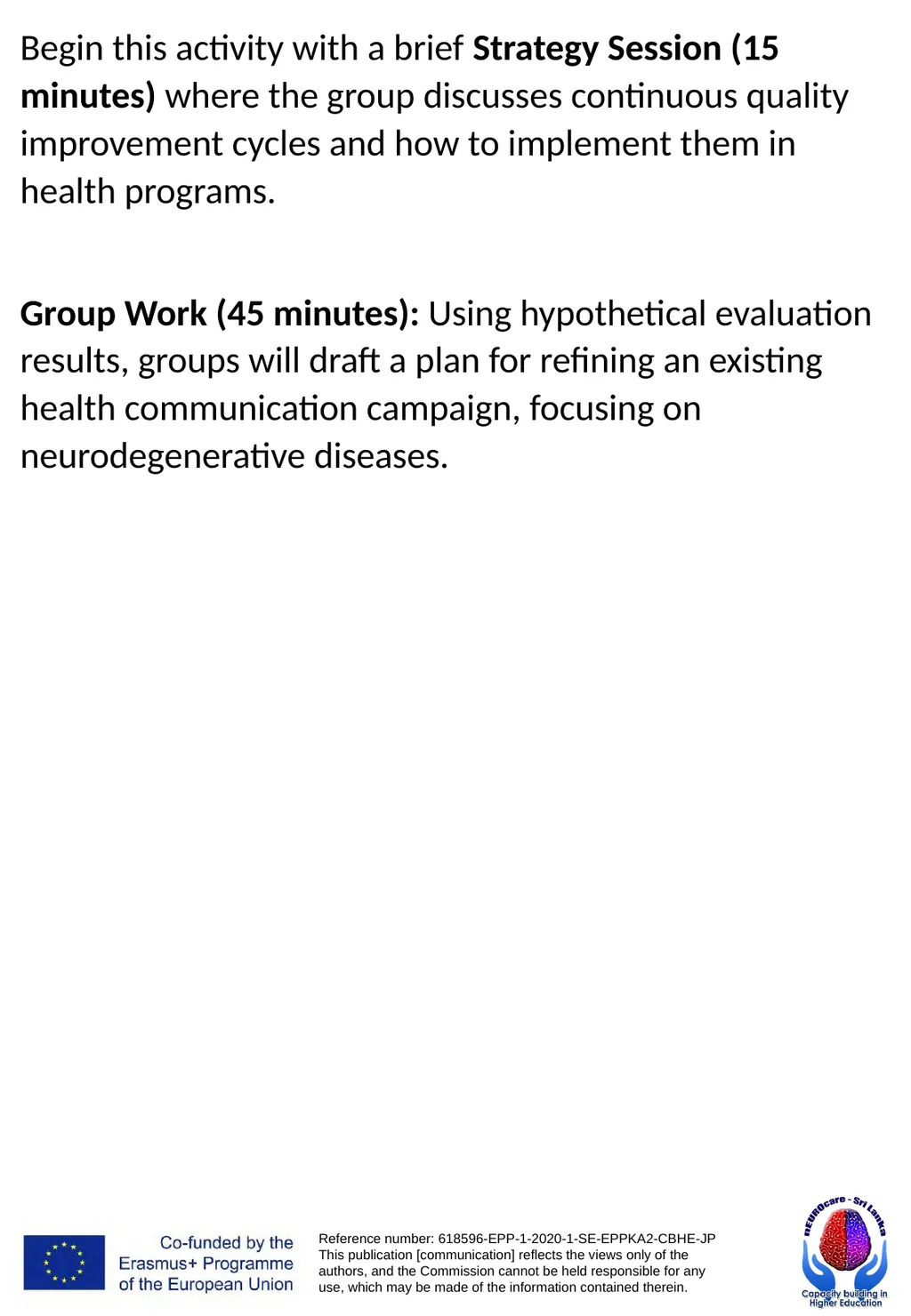 WORKSHOPS PUBLIC HEALTH PROMOTION AND - slide 68 of 71