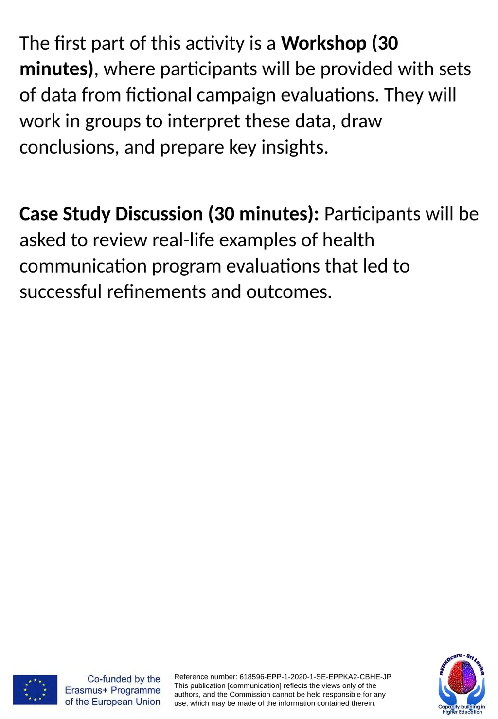 WORKSHOPS PUBLIC HEALTH PROMOTION AND - slide 66 of 71