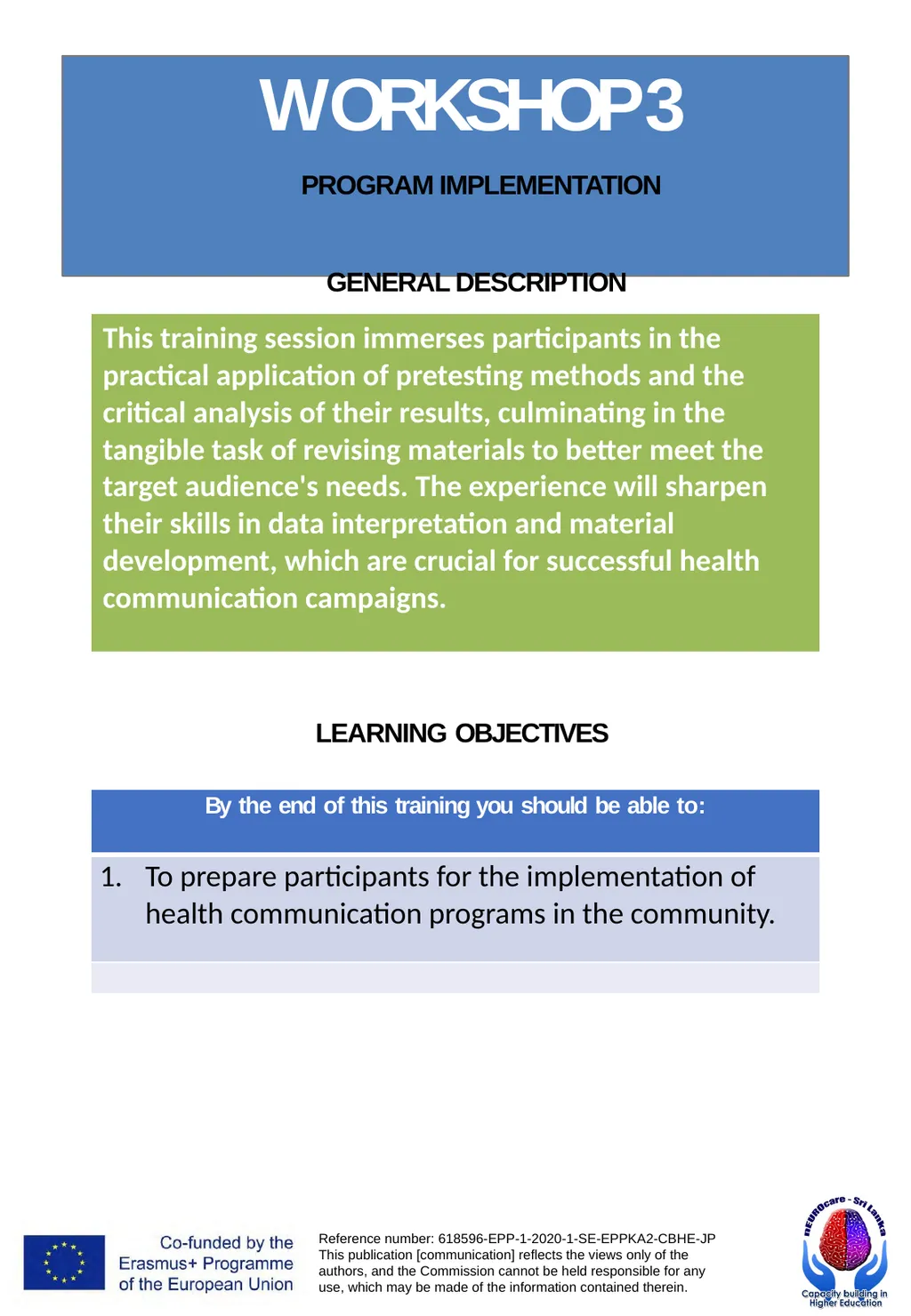 WORKSHOPS PUBLIC HEALTH PROMOTION AND - slide 41 of 71