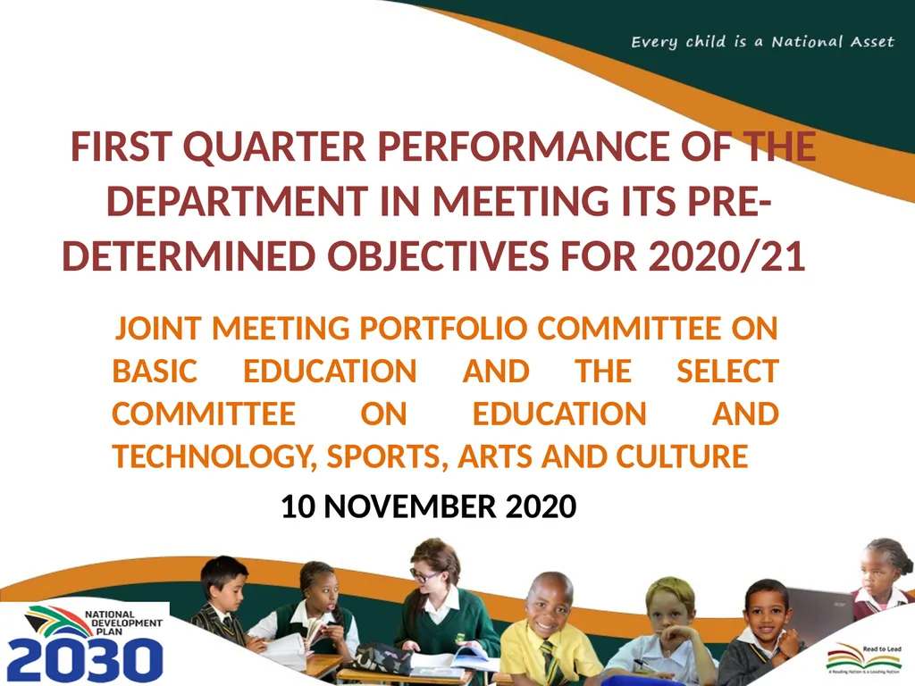 FIRST QUARTER PERFORMANCE OF THE DEPARTMENT IN - slide 1 of 142