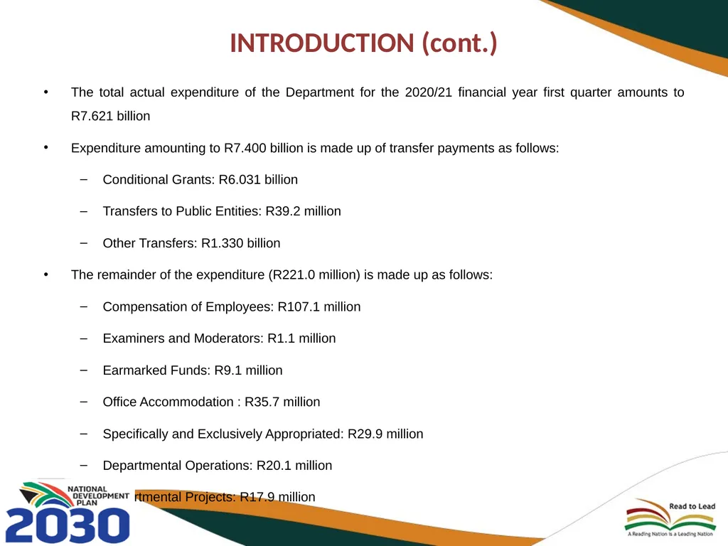 FIRST QUARTER PERFORMANCE OF THE DEPARTMENT IN - slide 130 of 142