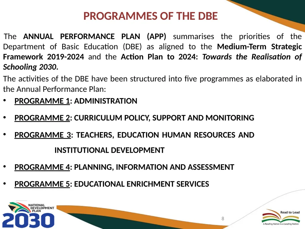 FIRST QUARTER PERFORMANCE OF THE DEPARTMENT IN - slide 8 of 142