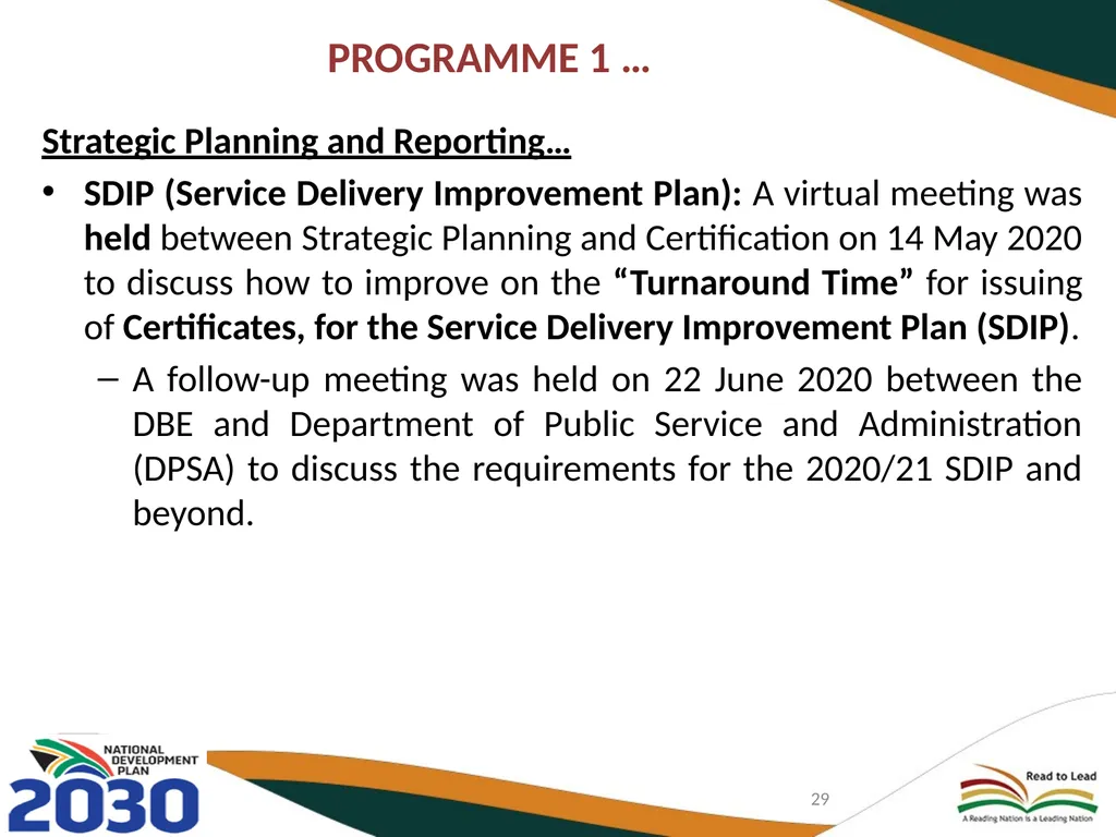 FIRST QUARTER PERFORMANCE OF THE DEPARTMENT IN - slide 29 of 142