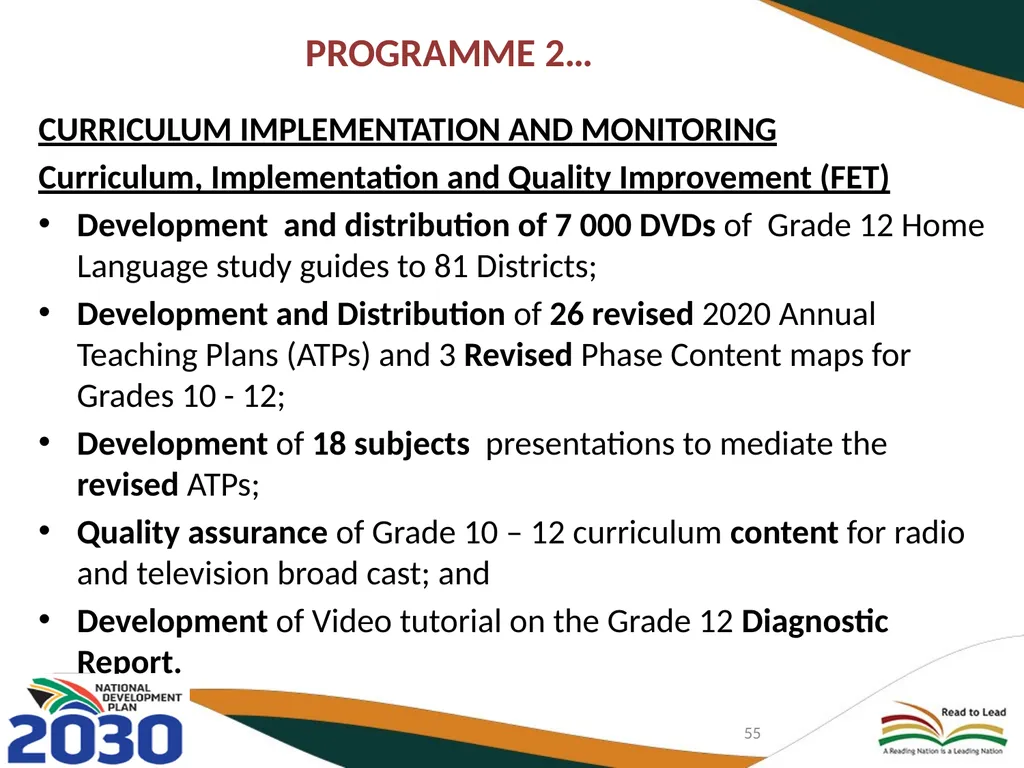 FIRST QUARTER PERFORMANCE OF THE DEPARTMENT IN - slide 55 of 142