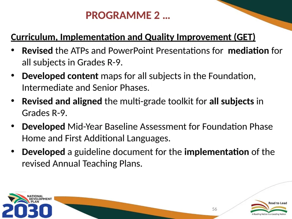 FIRST QUARTER PERFORMANCE OF THE DEPARTMENT IN - slide 56 of 142