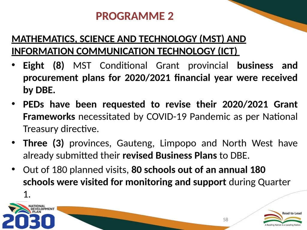 FIRST QUARTER PERFORMANCE OF THE DEPARTMENT IN - slide 58 of 142