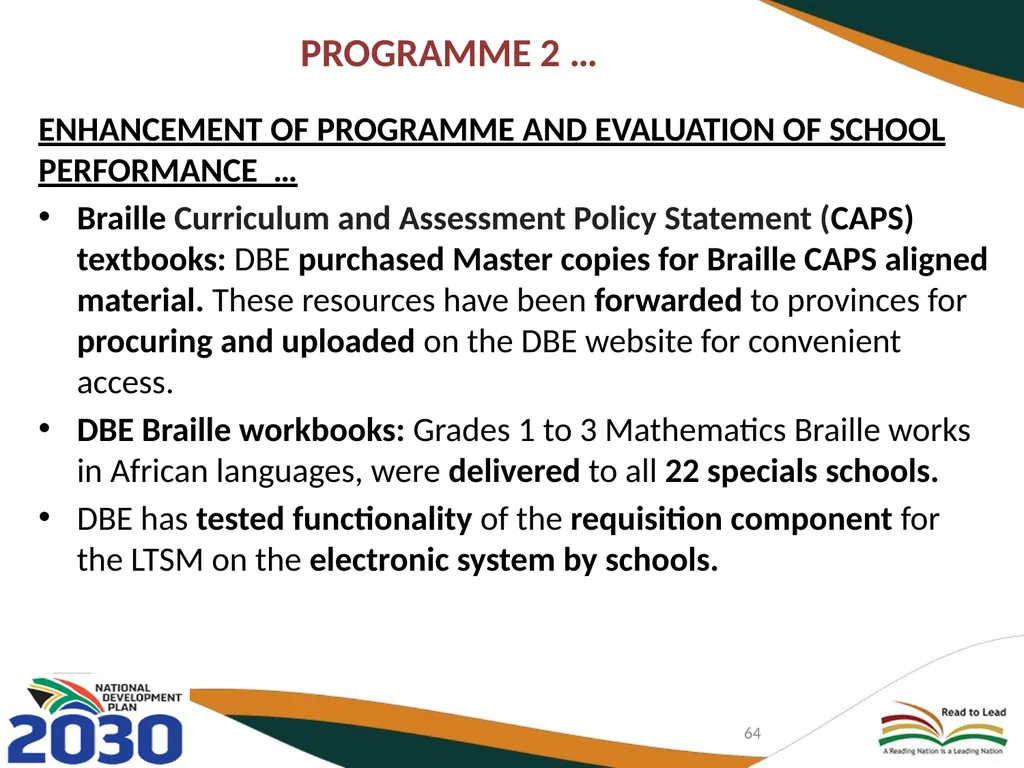 FIRST QUARTER PERFORMANCE OF THE DEPARTMENT IN - slide 64 of 142