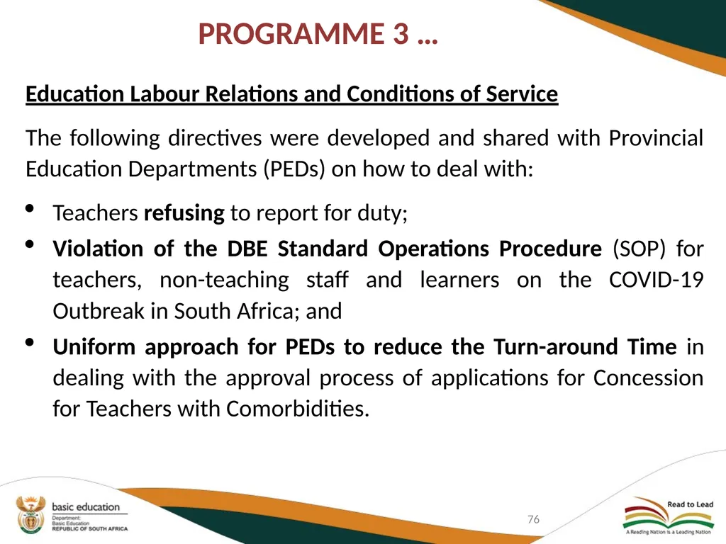 FIRST QUARTER PERFORMANCE OF THE DEPARTMENT IN - slide 76 of 142