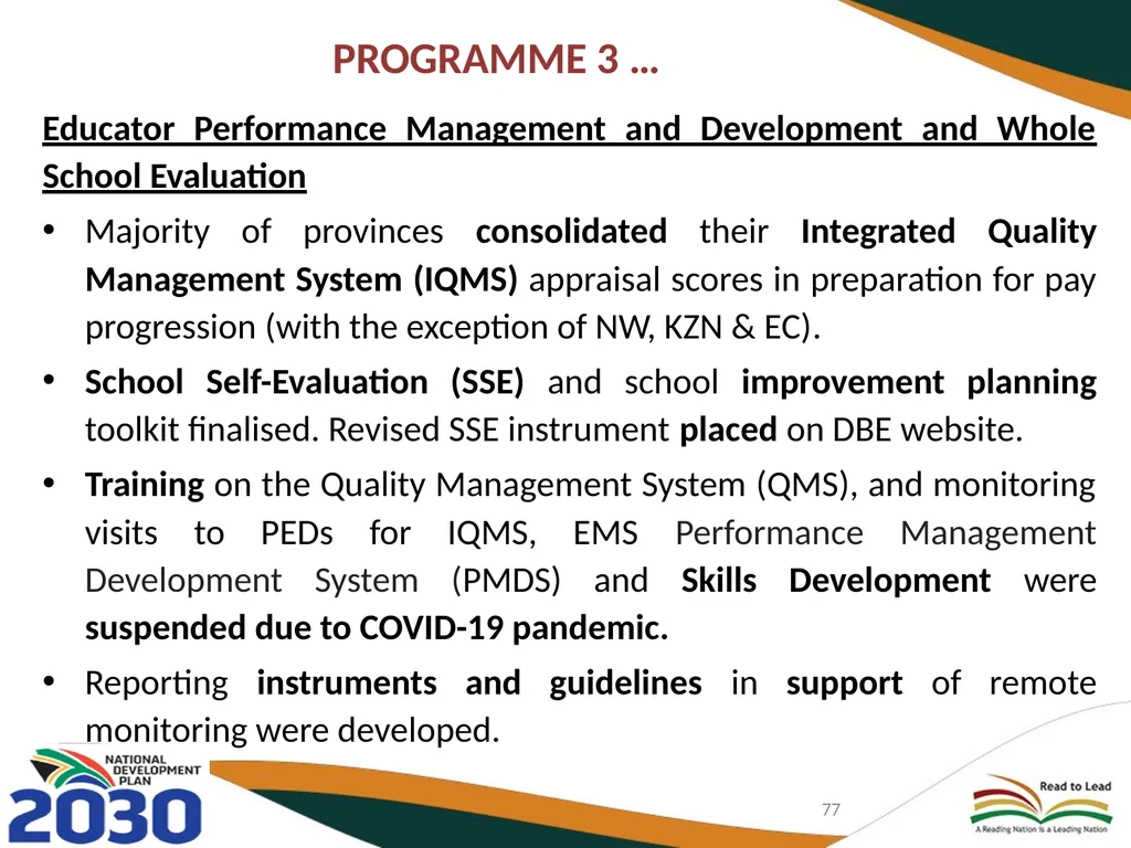 FIRST QUARTER PERFORMANCE OF THE DEPARTMENT IN - slide 77 of 142