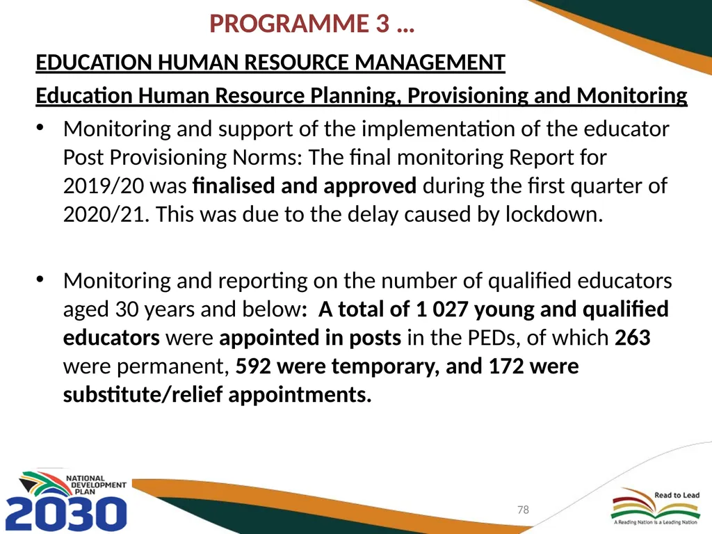 FIRST QUARTER PERFORMANCE OF THE DEPARTMENT IN - slide 78 of 142