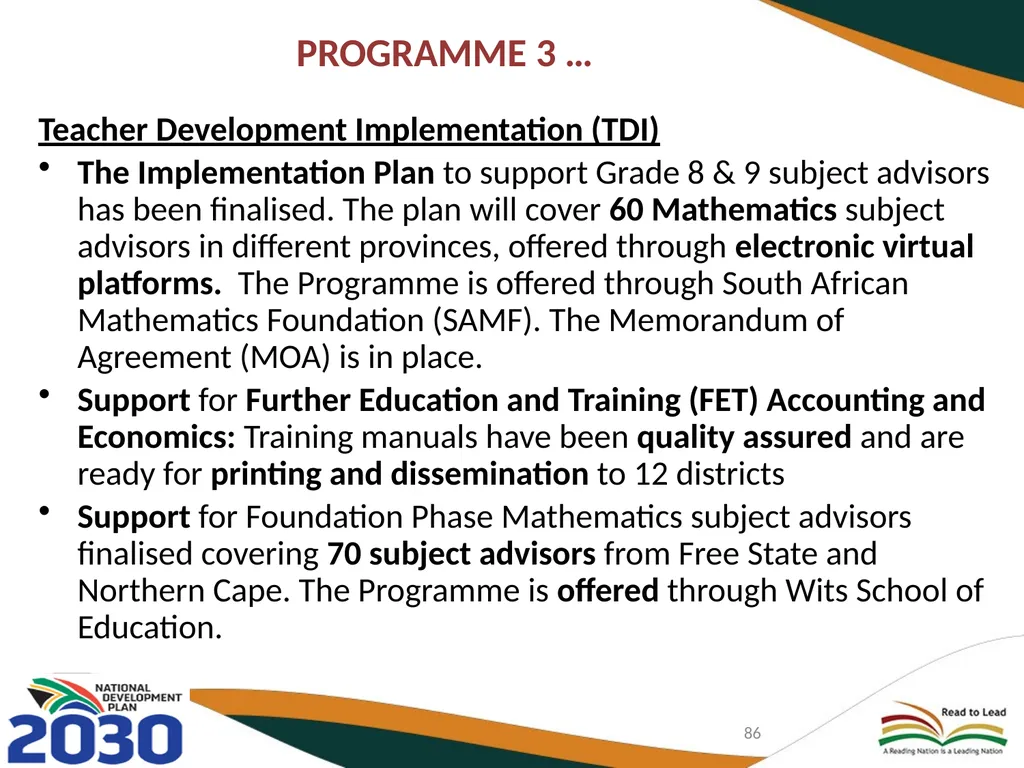 FIRST QUARTER PERFORMANCE OF THE DEPARTMENT IN - slide 86 of 142