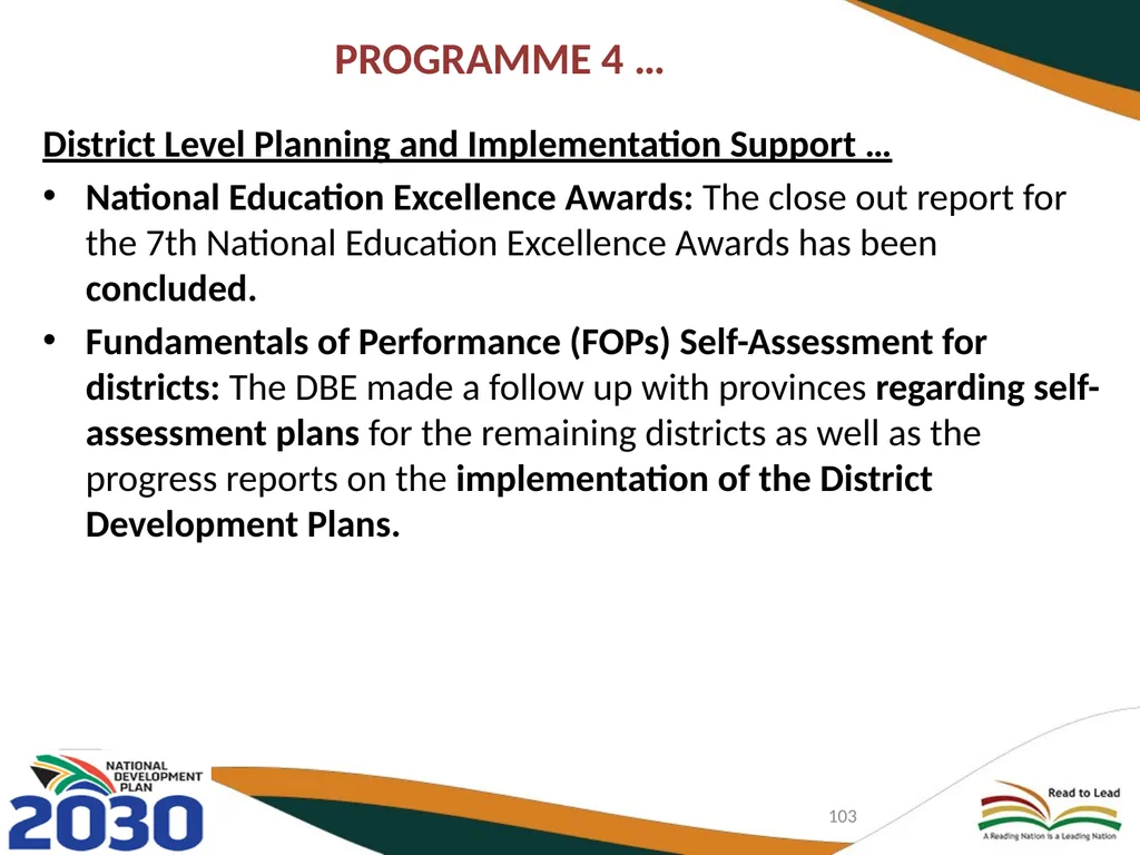 FIRST QUARTER PERFORMANCE OF THE DEPARTMENT IN - slide 103 of 142