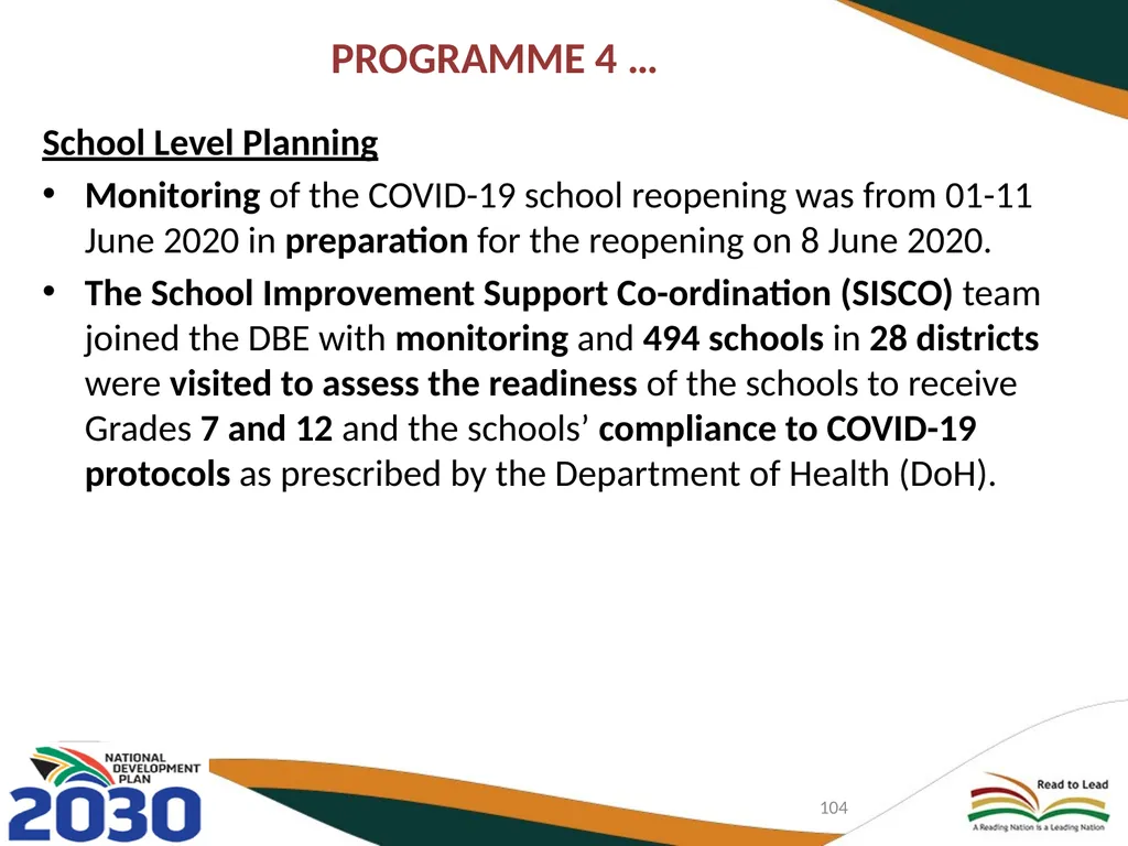 FIRST QUARTER PERFORMANCE OF THE DEPARTMENT IN - slide 104 of 142