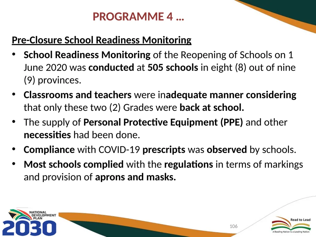 FIRST QUARTER PERFORMANCE OF THE DEPARTMENT IN - slide 106 of 142