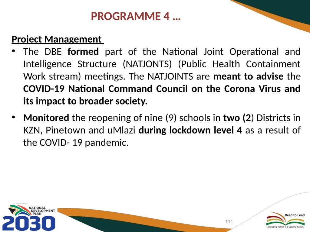 FIRST QUARTER PERFORMANCE OF THE DEPARTMENT IN - slide 111 of 142