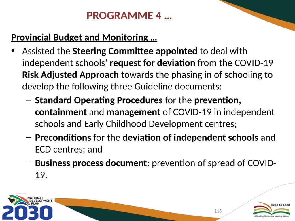 FIRST QUARTER PERFORMANCE OF THE DEPARTMENT IN - slide 115 of 142