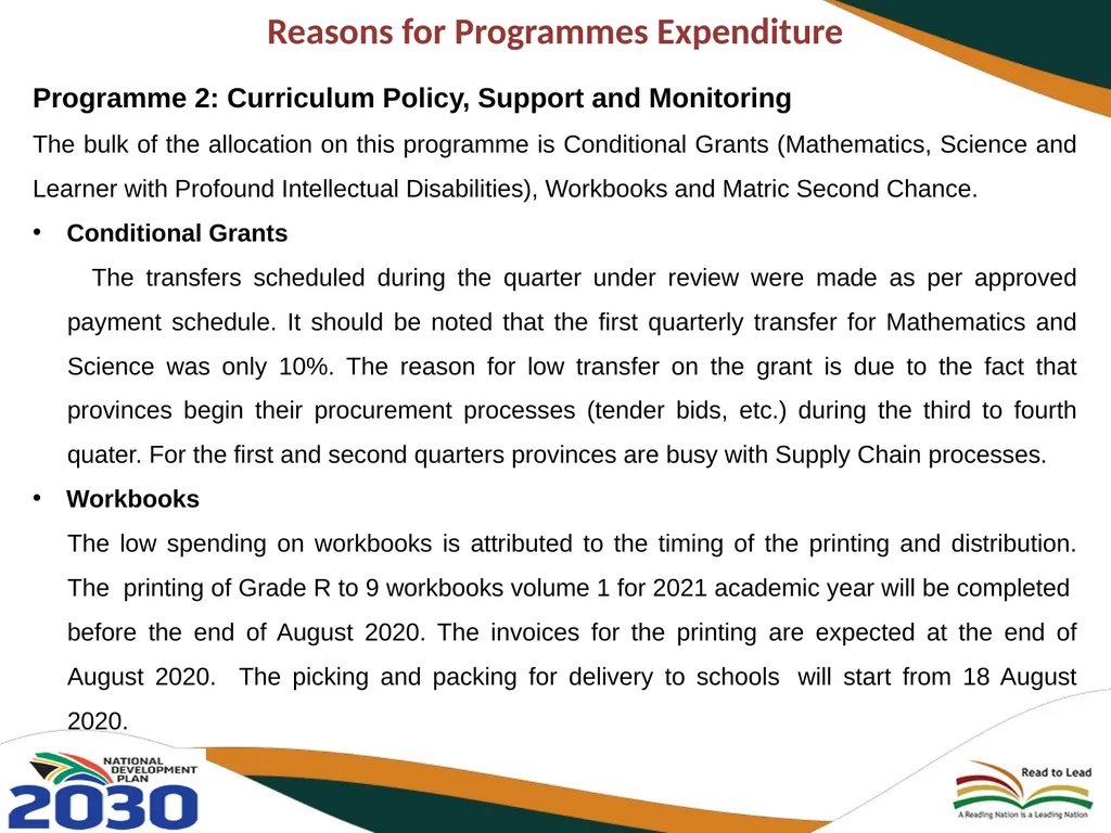 FIRST QUARTER PERFORMANCE OF THE DEPARTMENT IN - slide 132 of 142