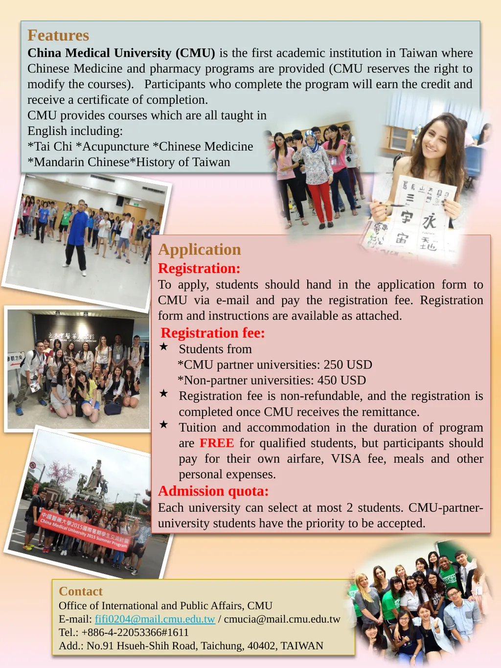 APPLICATION DEADLINE : APRIL 1, 2016 CHINA MEDICAL - slide 2 of 2