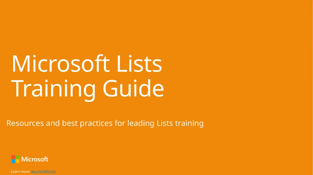 Microsoft Lists Training Guide Resources and best - slide 1 of 13