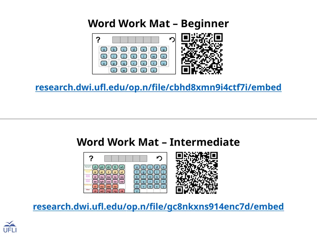 Word Work Mat Activity: Click the link or scan the - slide 3 of 5