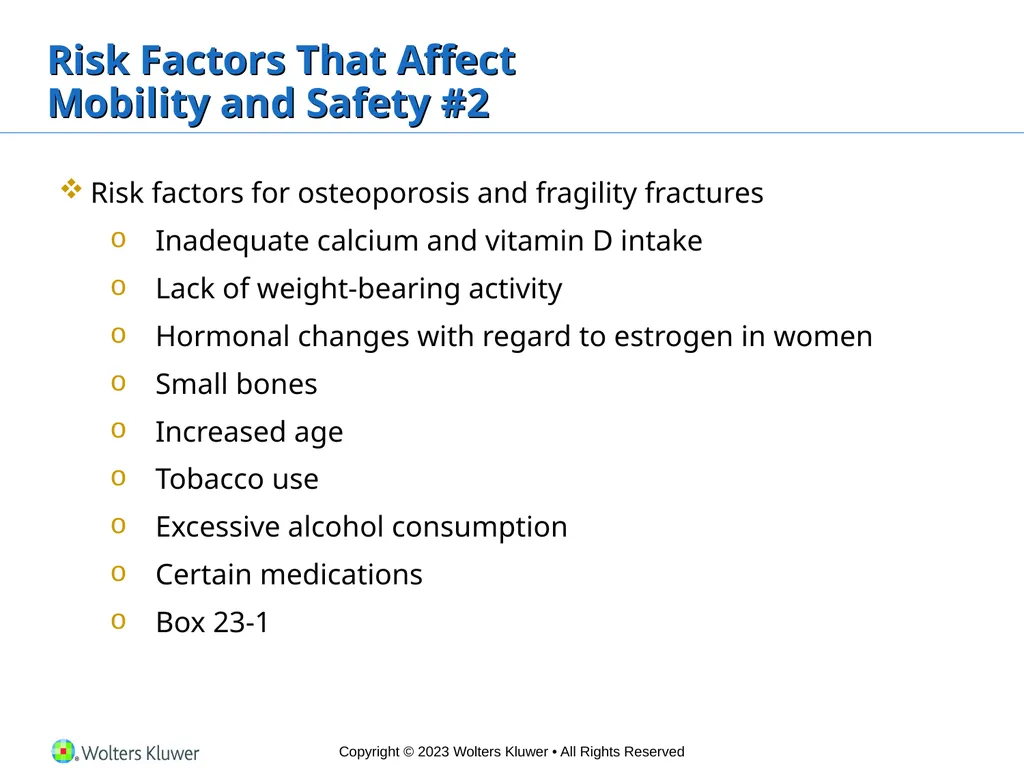 Chapter 23 Safe Mobility Introduction Mobility is - slide 13 of 28
