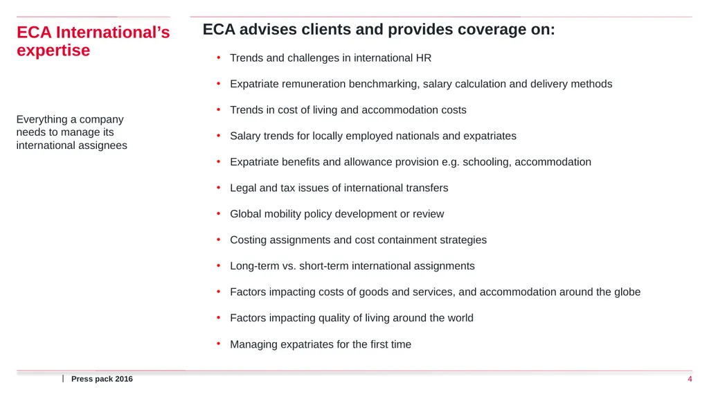 Press pack 2016 ECA International Press Pack What - slide 4 of 17