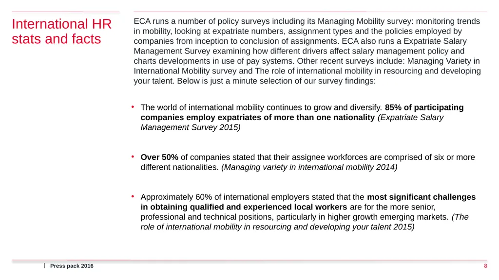Press pack 2016 ECA International Press Pack What - slide 8 of 17