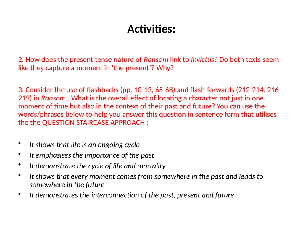 Investigating narrative devices in Ransom and - slide 21 of 23