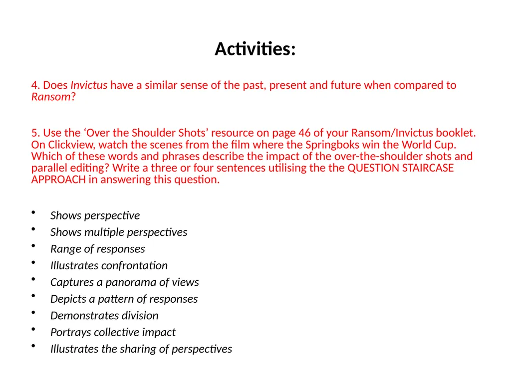 Investigating narrative devices in Ransom and - slide 22 of 23