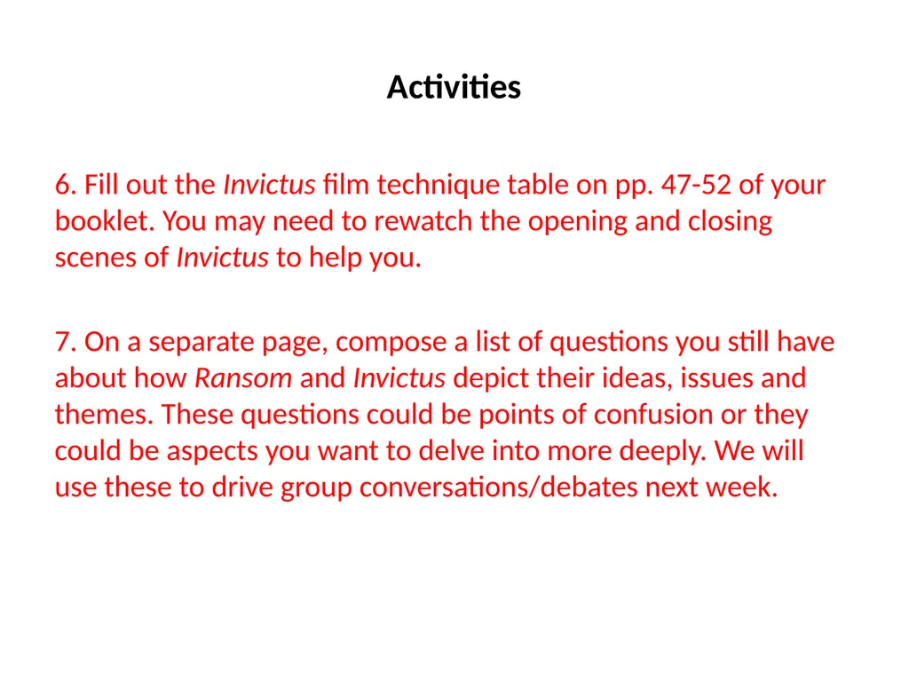 Investigating narrative devices in Ransom and - slide 23 of 23