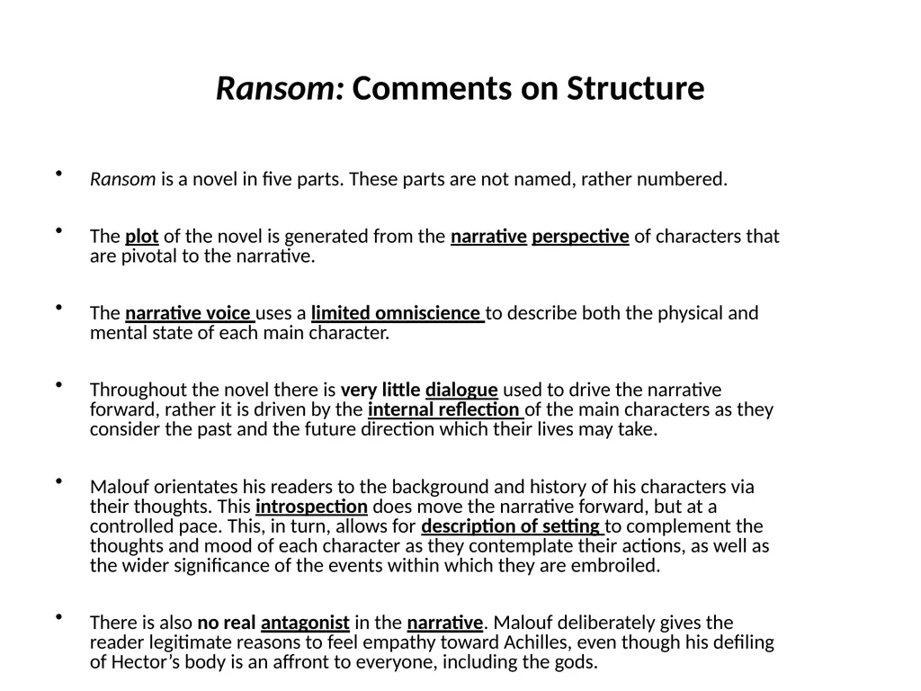 Investigating narrative devices in Ransom and - slide 5 of 23