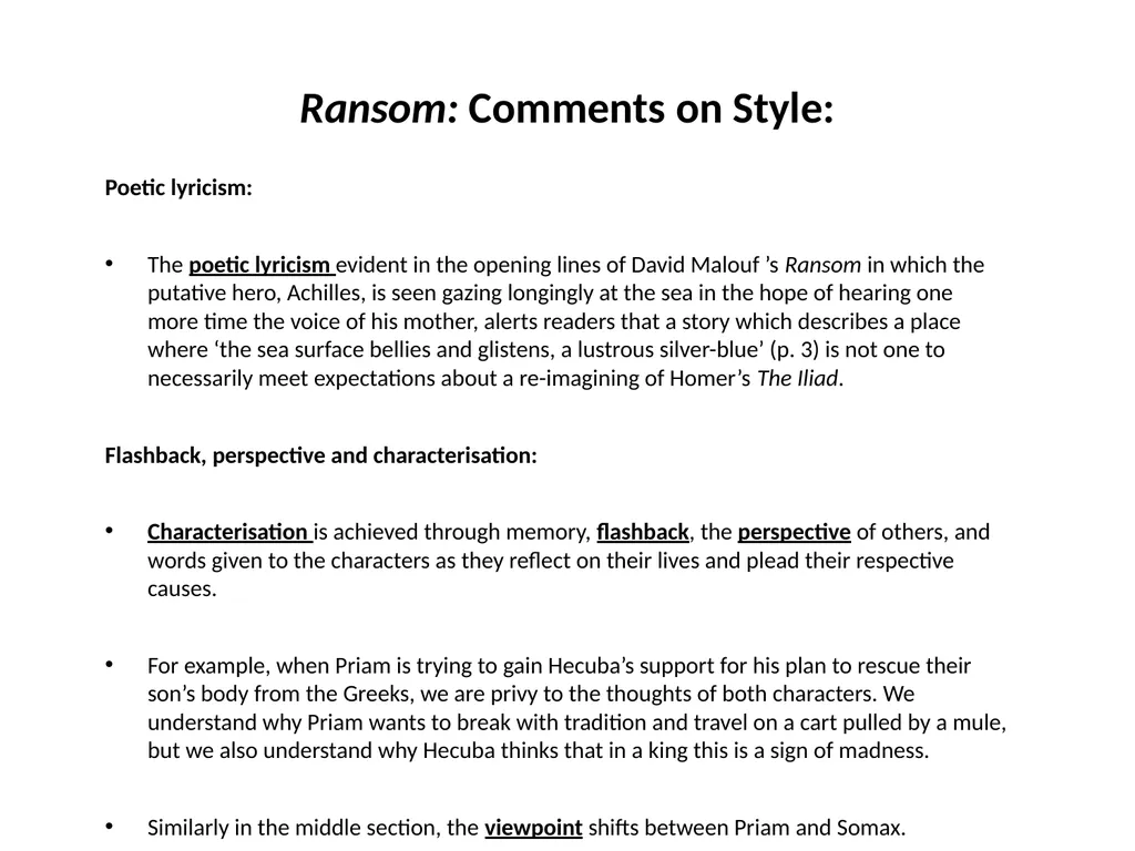 Investigating narrative devices in Ransom and - slide 11 of 23