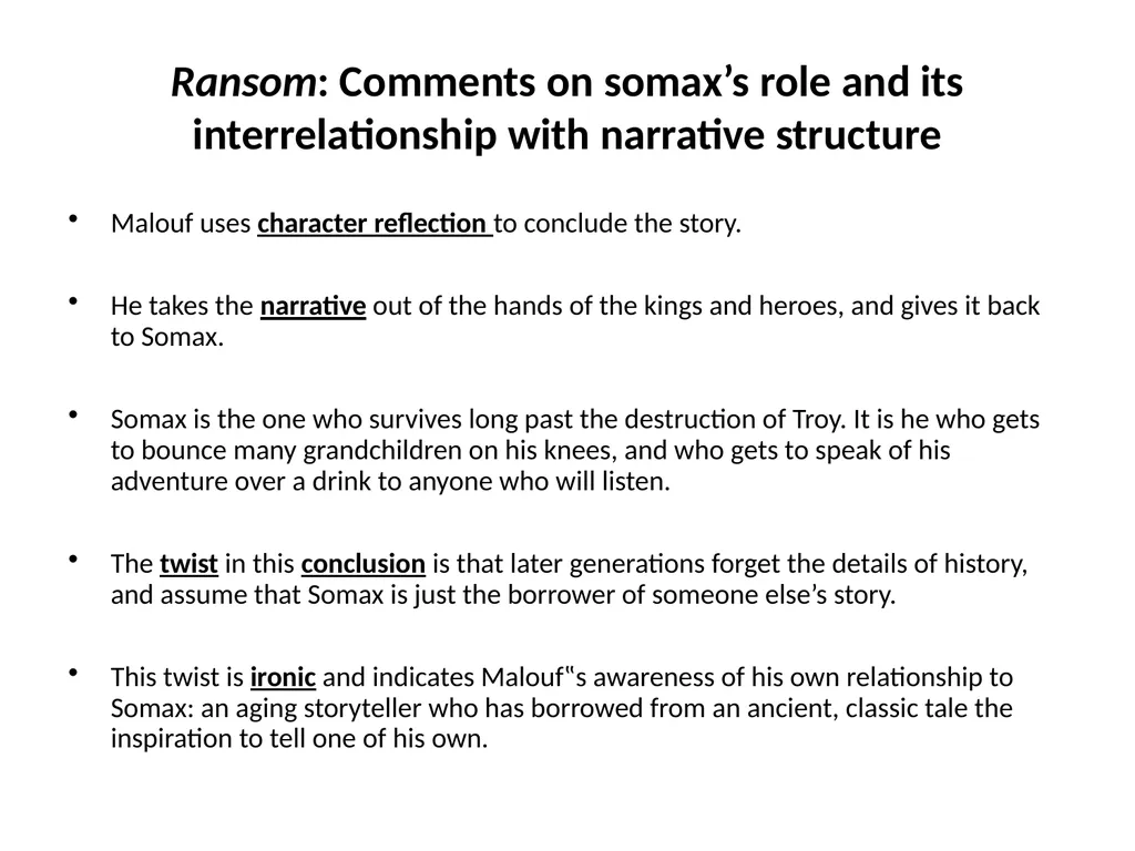 Investigating narrative devices in Ransom and - slide 7 of 23