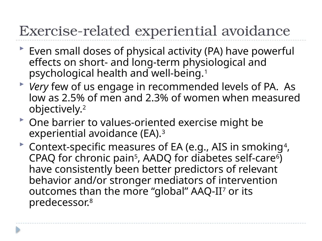 Development and Validation of the AAQ for Exercise - slide 3 of 26